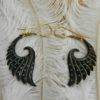 Angel Wings Horn Earring Carved Brass Hook ERHBS25
