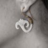 Tribal Shell Earring Carved Brass Hook Inca Moon ERSBS03