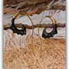 Carved Horn Earring Brass Hook Flame ERHBS19