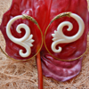 Handmade Carved Earring Spiral Bone Brass Hoops Inca Moon ERBBS15