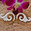 Handmade Carved Earring Spiral Bone Brass Hoops Inca Moon ERBBS15