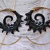 Spiral Carved Earrings Tribal Horn Hoops Aztec Sun ERHBS35