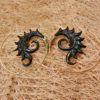 Spiral Carved Earrings Tribal Horn Hoops Aztec Sun ERHBS35