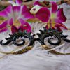 Spiral Carved Earrings Tribal Horn Hoops Aztec Sun ERHBS35