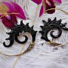 Spiral Carved Earrings Tribal Horn Hoops Aztec Sun ERHBS35