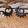 Spiral Carved Earrings Tribal Horn Hoops Aztec Sun ERHBS35