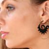 Spiral Carved Earrings Tribal Horn Hoops Aztec Sun ERHBS35