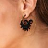 Spiral Carved Earrings Tribal Horn Hoops Aztec Sun ERHBS35