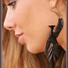 Tribal Phoenix Earring Dangle Horn Brass Hook ERHBS27
