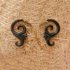 Carved Horn Earring Spiral Brass Hoops ERHBS30
