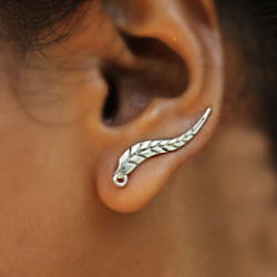 Ear Climber Feather Earring Metal Cuff Stud Women Ear Crawler ECL01