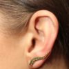 Feather Ear Climber Brass Golden Earring Cuff Stud Women Ear Crawler ECL02