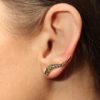 Feather Ear Climber Brass Golden Earring Cuff Stud Women Ear Crawler ECL02