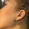 Gold Feather Ear Cuff Boho Chic lady Clip on Earring Wrap Women Fashion ECF04