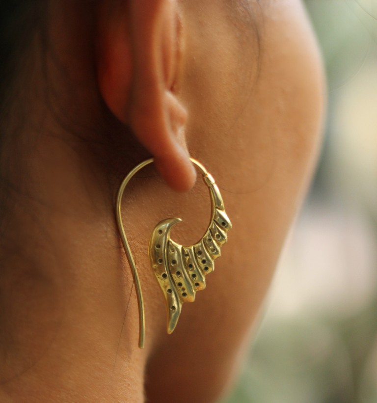 Brass Dangle Drop Earring Wings Design Handmade Unique Fashion ERBS10