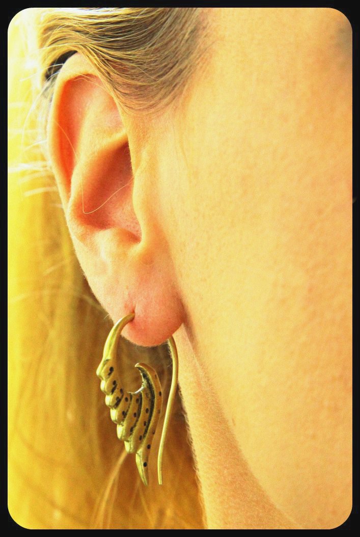 Brass Dangle Drop Earring Wings Design Handmade Unique Fashion ERBS10