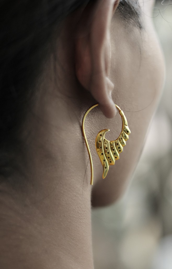 Brass Dangle Drop Earring Wings Design Handmade Unique Fashion ERBS10