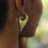 Feather Hook Brass Earring Tribal Unique Exotic Handmade Fashion ERBS11