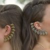 Unique Ear Cuff Tribal Leaf Silver Earring Clip-on Body Ornament ECF09