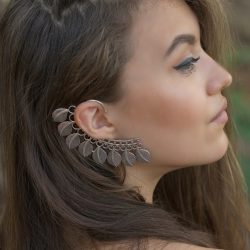 Unique Ear Cuff Tribal Leaf Silver Earring Clip-on Body Ornament ECF09