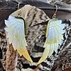 Mother Of Pearl Earrings Angel Wings Sea Shell Hand Carved Ornament ERCW09