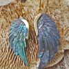 Angel Wings Earrings Abalone Sea Shell Hand Carved Ornament ERCW12