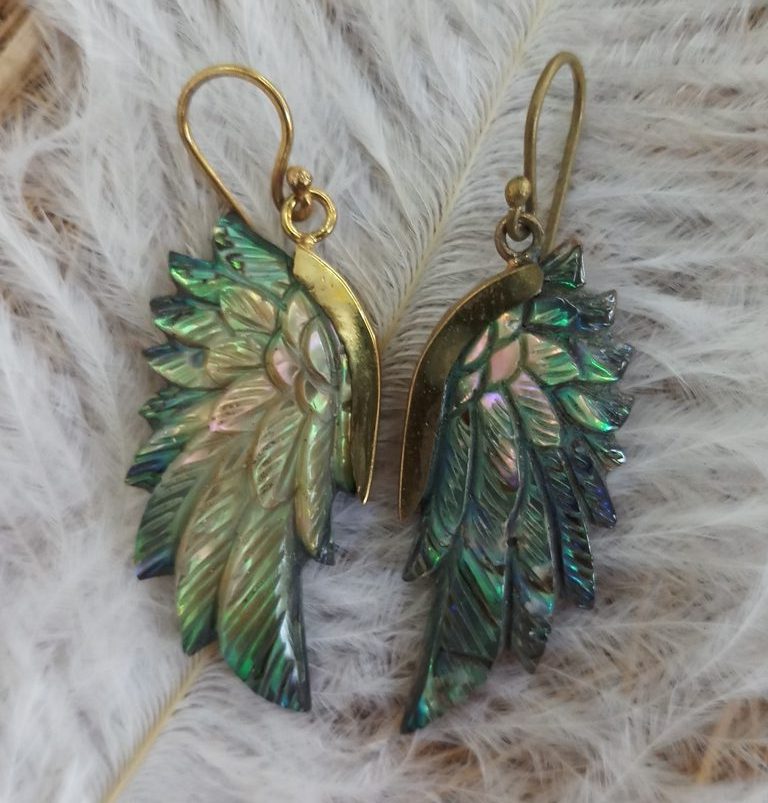 Angel Wings Ear Hook Earrings Hand Braided Earrings 14K Gold Ear