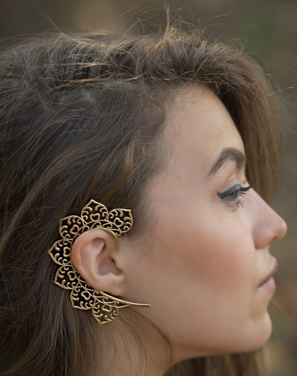 Ear Cuff Unique Boho Clip On Earrings Tribal Brass Jewelry