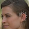 Boho Unique Ear Cuff Clip-On Silver Earring Tribal Fashion Jewelry Jali Leaf ECF12