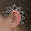 Boho Unique Ear Cuff Clip-On Silver Earring Tribal Fashion Jewelry Jali Leaf ECF12