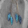 Dangle Earrings Abalone Shell Feathers Hand Carved Unique Ornament ERCW11