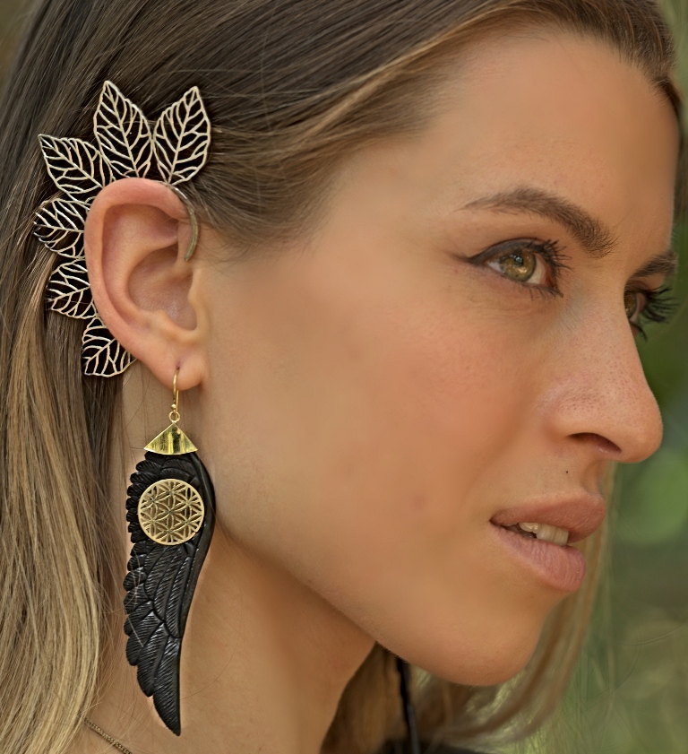 Ear Cuff Unique Boho Clip On Earrings Tribal Brass Jewelry