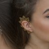 Gold Ear Cuff Boho Chic lady Clip on Earring Wrap Women Fashion Jali Leaf ECF11