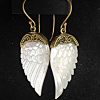 Handmade White Shell Earring Mother of Pearl Carved Angel Wings ERCW02