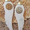 Angel Wings Earring White Bone Hand Carved Vintage Exotic Ornament ERCW07