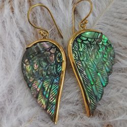 Abalone Earrings Colorful Unique Exotic Angel Wings Pawa Sea Shell Ornament ERCW03
