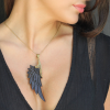 Angel Wings Carved Pendant Unique Black Horn Handmade Boho Necklace PNCW18