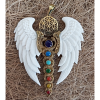 Angel Wings Pendant Unique Chakra Handmade Carved Bone Geometric Ornament PNCW05