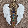 Angel Wings Pendant Unique Chakra Handmade Carved Bone Geometric Ornament PNCW05