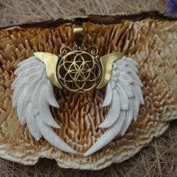 Seed Of Life Pendant Unique Bone Angel Wings Jewelry PNCW13