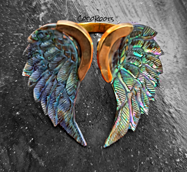 Abalone Pendant Sea Shell Unique Handmade Carved Angel Wing