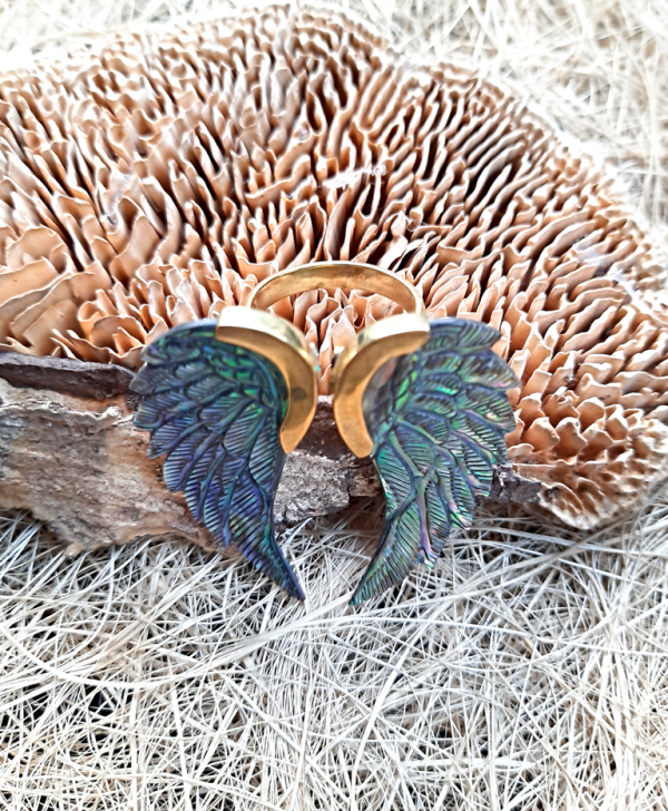 Abalone Pendant Sea Shell Unique Handmade Carved Angel Wing