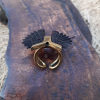 Angel Wings Ring Carved Horn Handmade Black Unique Boho Ornament PHW03