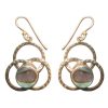Dangle Shell Earring Abalone In Flower of Life Brass Circles ERBAB04