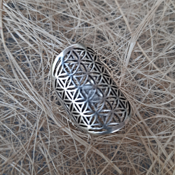 Geometrical Ring Flower of Life Exotic Tribal Silver Colored Brass Ornament RGM05