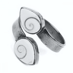 Organic Shiva Eye Shell Silver Ring Unique Teardrop Design RSHES02
