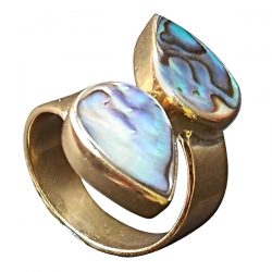 Sea Shell Ring Tear Drop Abalone Ocean Brass Unique Ornament RSABB05