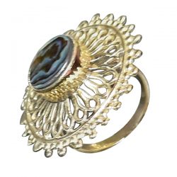Unique Organic Abalone Ring Brass Handmade Shell Jewelry RSABB07