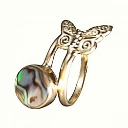 Butterfly Ring Sea Shell Abalone Unique Brass Ocean Ornament RSABB09