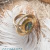 Sea Shell Ring Golden Brass Hamered Unique Colorful Ornament RSABB06